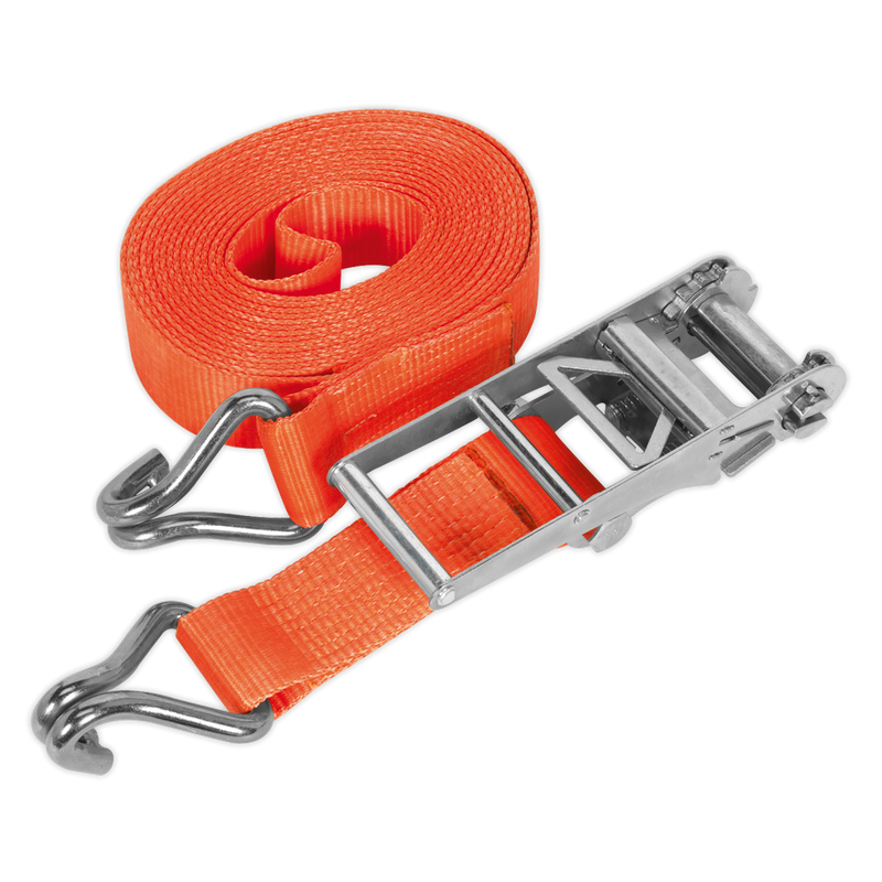Ratchet Tie Down 75mm x 8m Polyester Webbing 10000kg Load Test | Pipe Manufacturers Ltd..