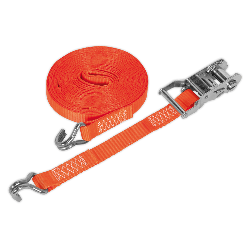 Ratchet Tie Down 25mm x 10m Polyester Webbing 1500kg Load Test | Pipe Manufacturers Ltd..