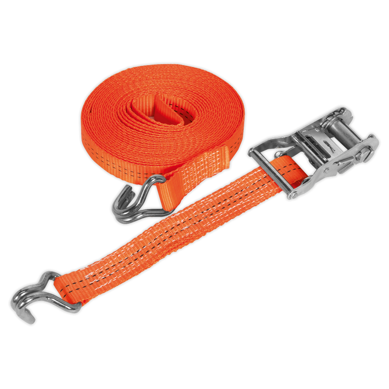 Ratchet Tie Down 35mm x 6m Polyester Webbing 2000kg Load Test | Pipe Manufacturers Ltd..