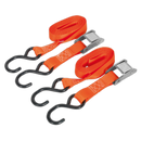 Cam Buckle Tie Down 25mm x 2.5m Polyester Webbing with S Hooks 250kg Load Test | Pipe Manufacturers Ltd..