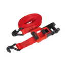 Ratchet Tie Down 32mm x 4.9m Polyester Webbing with J Hooks 1200kg Load Test - 2 Pairs | Pipe Manufacturers Ltd..