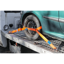 Car Transporter Ratchet Tie Down 50mm x 3m Steel Wheel - Single 4500kg Load Test | Pipe Manufacturers Ltd..