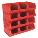 Plastic Storage Bin 210 x 355 x 165mm - Red Pack of 12 | Pipe Manufacturers Ltd..