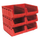 Plastic Storage Bin 310 x 500 x 190mm - Red Pack of 6 | Pipe Manufacturers Ltd..