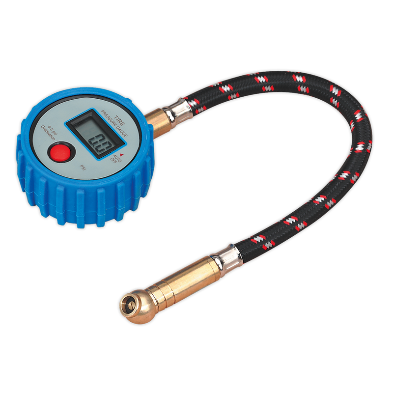 Tyre Pressure Gauge Digital with Leader Hose & Quick Release 0-100psi | Pipe Manufacturers Ltd..