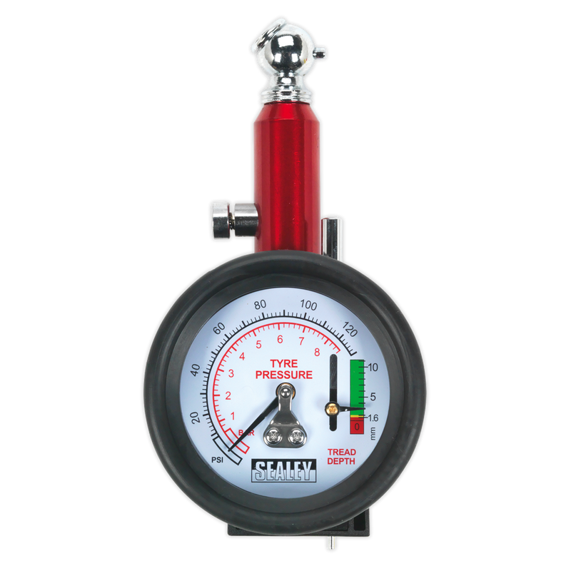 Tyre Pressure Gauge with Tyre Tread Depth Gauge 0-8bar(0-120psi) | Pipe Manufacturers Ltd..