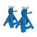 Axle Stands (Pair) 2tonne Capacity per Stand Ratchet Type - Blue | Pipe Manufacturers Ltd..