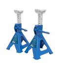 Axle Stands (Pair) 2tonne Capacity per Stand Ratchet Type - Blue | Pipe Manufacturers Ltd..