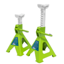 Axle Stands (Pair) 2tonne Capacity per Stand Ratchet Type - Hi-Vis Green | Pipe Manufacturers Ltd..