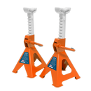 Axle Stands (Pair) 2tonne Capacity per Stand Ratchet Type - Orange | Pipe Manufacturers Ltd..