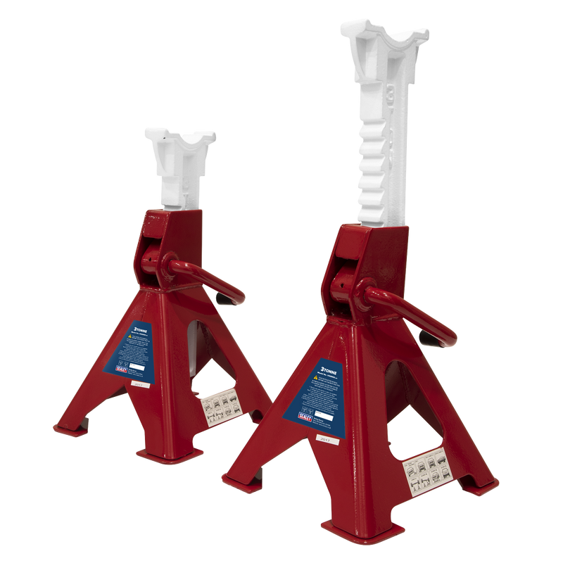 Axle Stands (Pair) 3tonne Capacity per Stand Ratchet Type | Pipe Manufacturers Ltd..