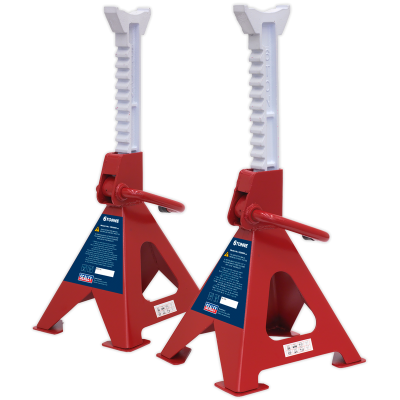 Axle Stands (Pair) 6tonne Capacity per Stand Ratchet Type | Pipe Manufacturers Ltd..