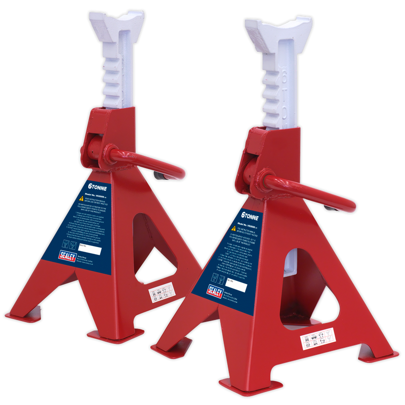 Axle Stands (Pair) 6tonne Capacity per Stand Ratchet Type | Pipe Manufacturers Ltd..
