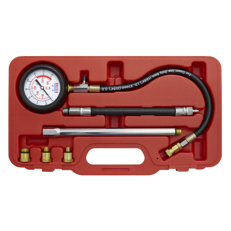 Petrol Engine Compression Tester Deluxe Kit 6pc | Pipe Manufacturers Ltd..