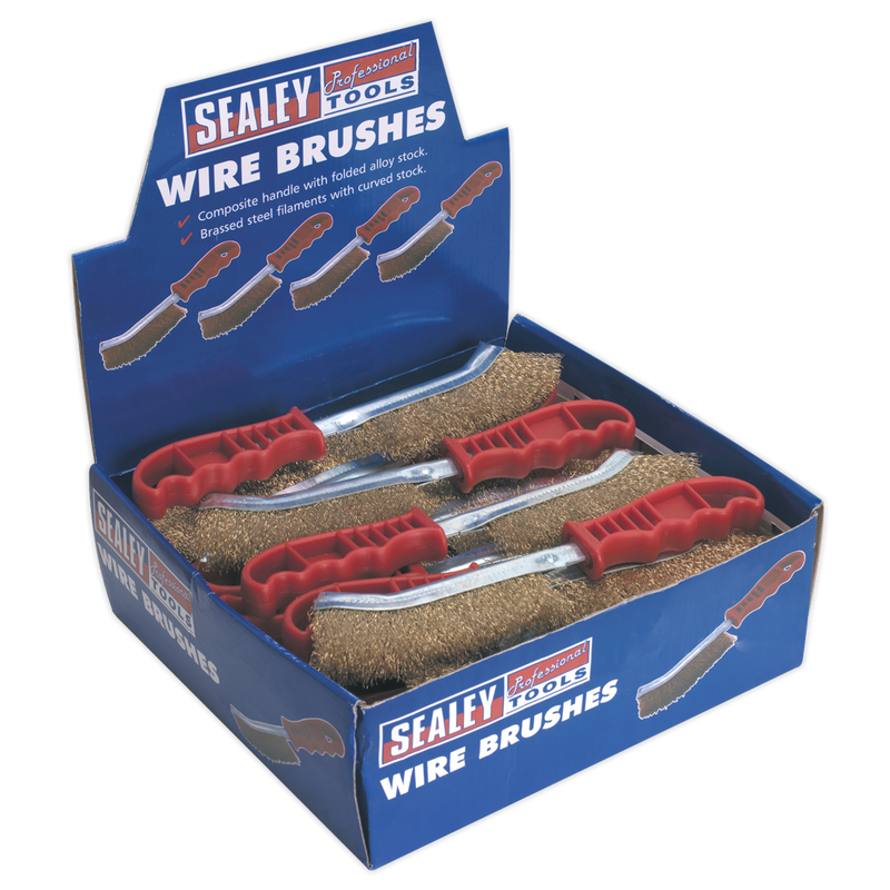 Wire Brush Brassed Steel Plastic Handle Display Box of 24 | Pipe Manufacturers Ltd..