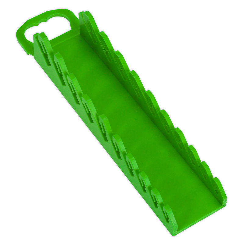 Spanner Rack Capacity 10 Stubby Spanners Hi-Vis Green | Pipe Manufacturers Ltd..