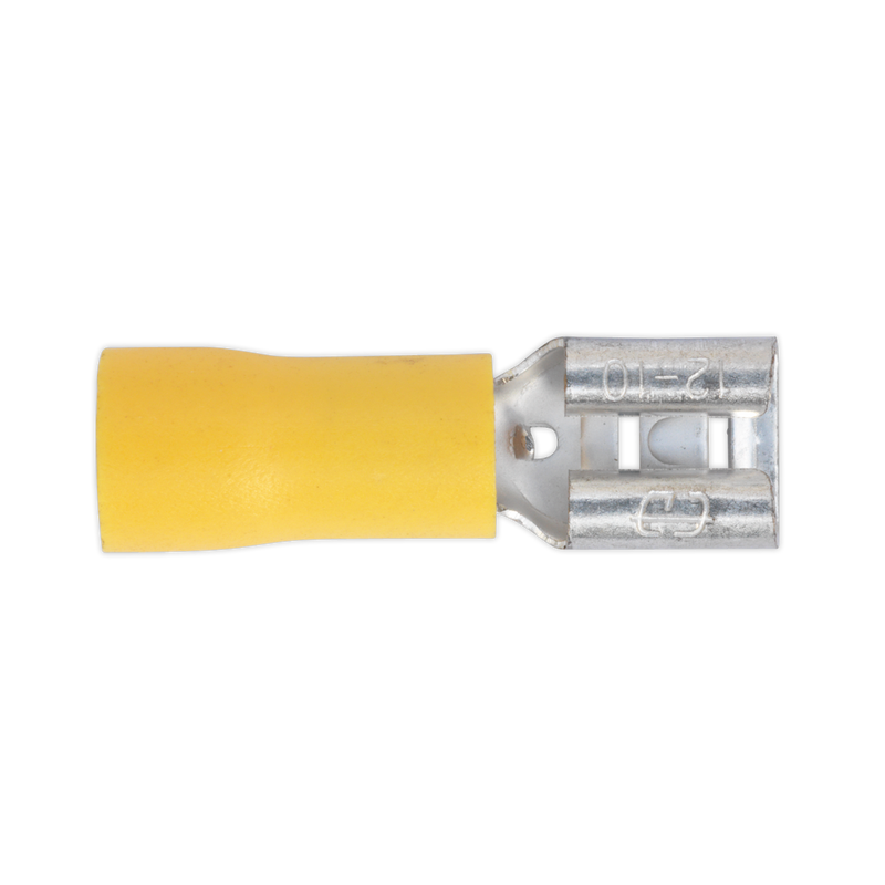 Push-On Terminal 6.3mm Female Yellow Pack of 100 | Pipe Manufacturers Ltd..